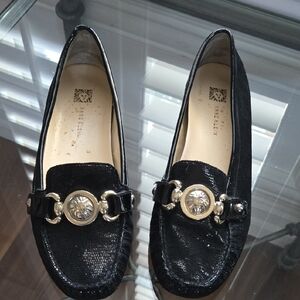 Black Loafers with Gold Accent